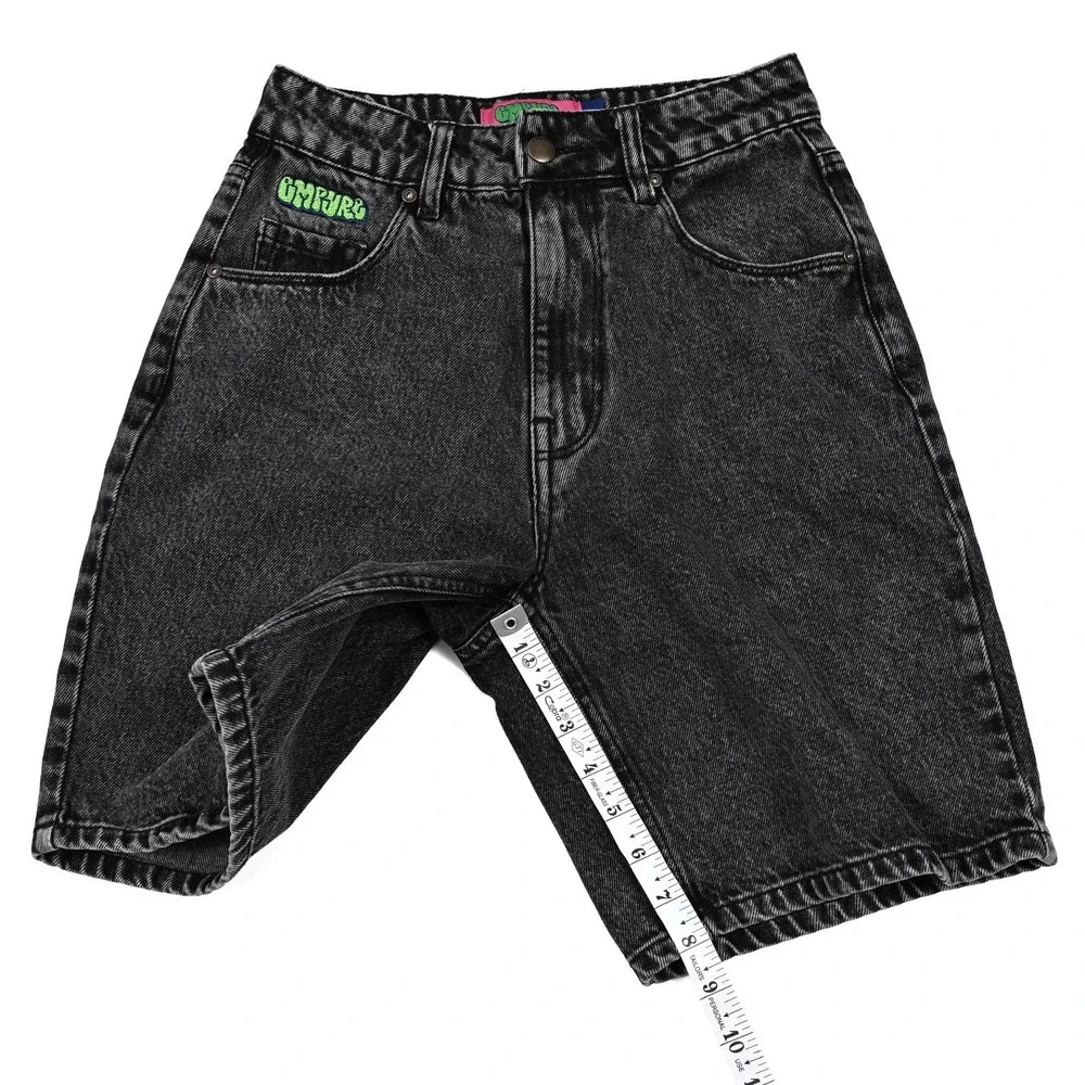 Empyre Denim Shorts Womens 0 Black Tori Skateboard‎ Baggy Skater Embroidered